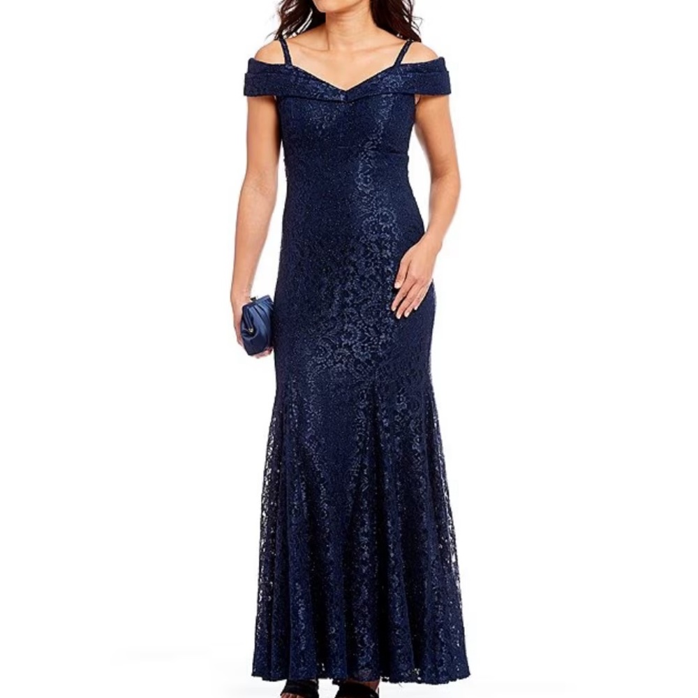 Prom or bridal R and M Richard’s Formal blue lace sparkle dress size 12P